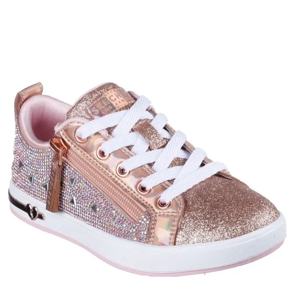 Kids' Skechers Shoutouts Glitter Queen Sparkly Gold Kids Sneakers - Picture 7 of 8